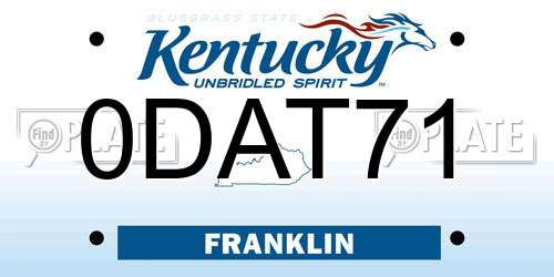 0DAT71 Kentucky License Plate