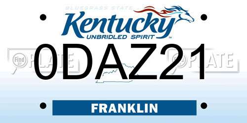 0DAZ21 Kentucky License Plate