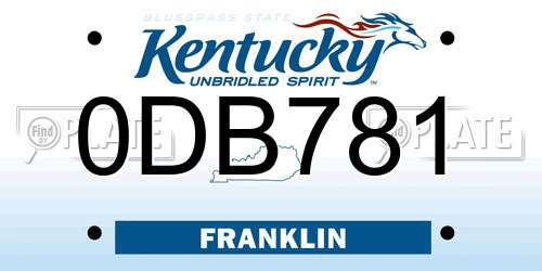 0DB781 Kentucky License Plate