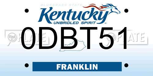 0DBT51 Kentucky License Plate