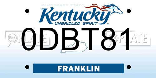 0DBT81 Kentucky License Plate