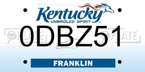 0DBZ51 Kentucky License Plate