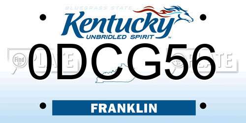 0DCG56 Kentucky License Plate