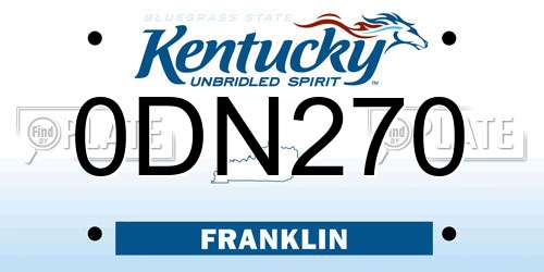 0DN270 Kentucky License Plate