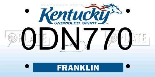 0DN770 Kentucky License Plate