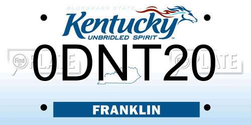 0DNT20 Kentucky License Plate