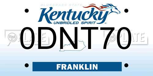 0DNT70 Kentucky License Plate