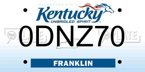 0DNZ70 Kentucky License Plate