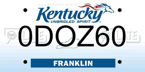 0DOZ60 Kentucky License Plate