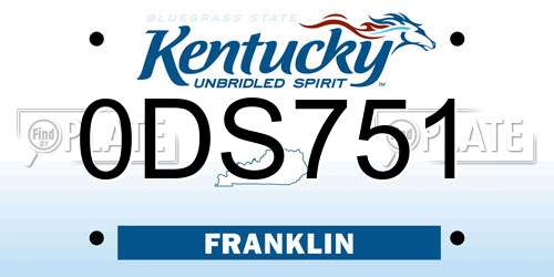 0DS751 Kentucky License Plate