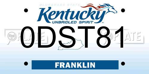 0DST81 Kentucky License Plate