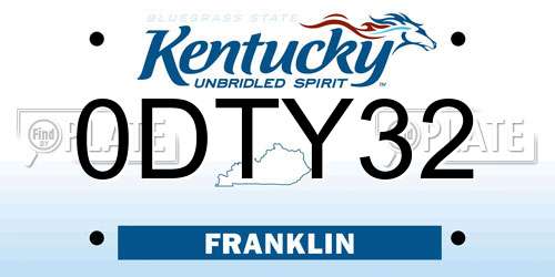 0DTY32 Kentucky License Plate