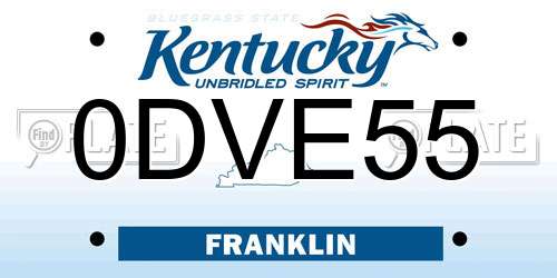 0DVE55 Kentucky License Plate