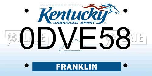 0DVE58 Kentucky License Plate