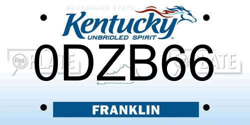 0DZB66 Kentucky License Plate