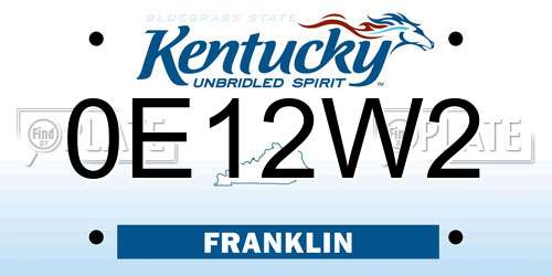 0E12W2 Kentucky License Plate