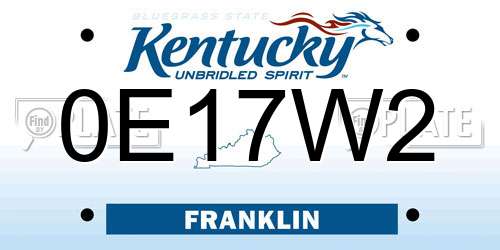 0E17W2 Kentucky License Plate