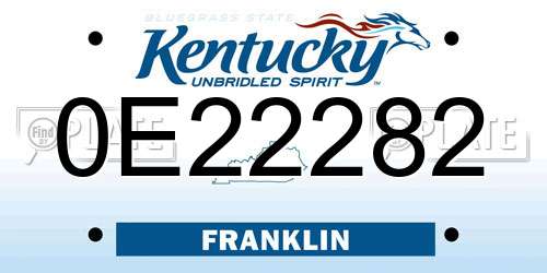 0E22282 Kentucky License Plate
