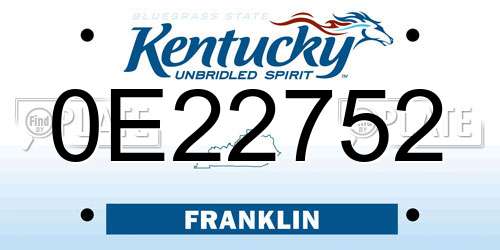0E22752 Kentucky License Plate