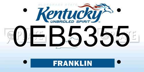 0EB5355 Kentucky License Plate