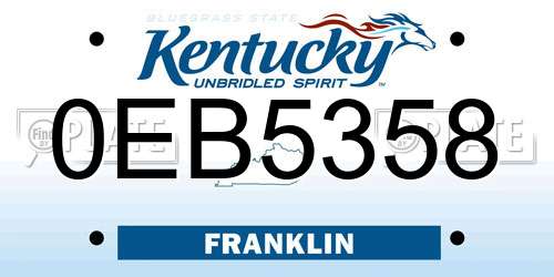 0EB5358 Kentucky License Plate