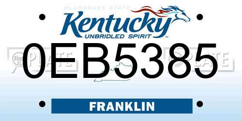 0EB5385 Kentucky License Plate