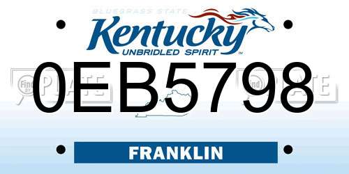0EB5798 Kentucky License Plate
