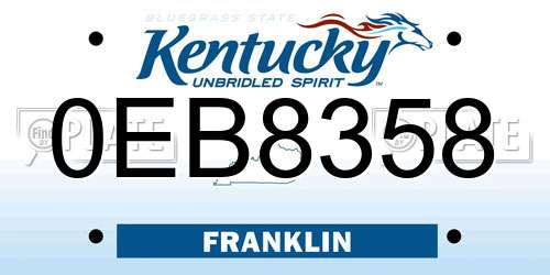 0EB8358 Kentucky License Plate