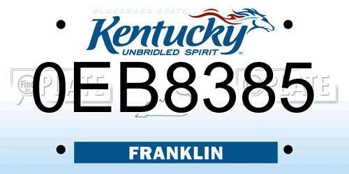 0EB8385 Kentucky License Plate