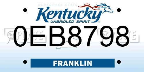 0EB8798 Kentucky License Plate