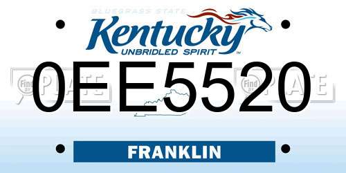 0EE5520 Kentucky License Plate