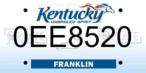 0EE8520 Kentucky License Plate