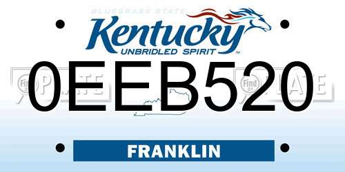 0EEB520 Kentucky License Plate