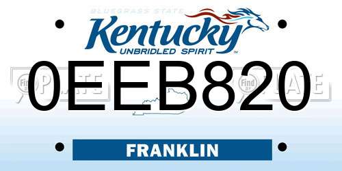 0EEB820 Kentucky License Plate