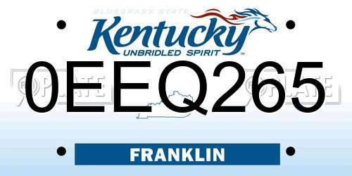 0EEQ265 Kentucky License Plate