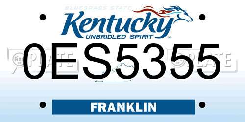 0ES5355 Kentucky License Plate