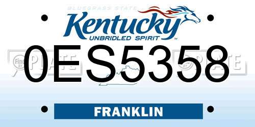 0ES5358 Kentucky License Plate