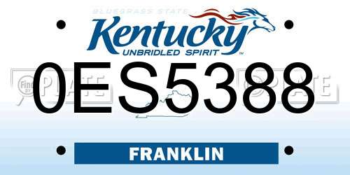 0ES5388 Kentucky License Plate