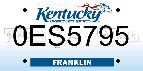 0ES5795 Kentucky License Plate