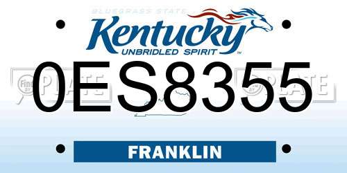 0ES8355 Kentucky License Plate