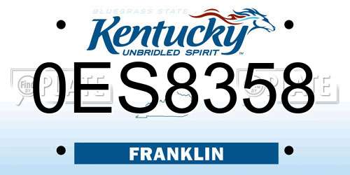 0ES8358 Kentucky License Plate