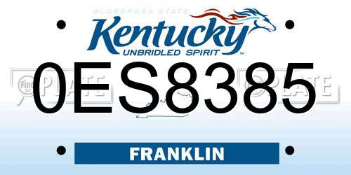 0ES8385 Kentucky License Plate