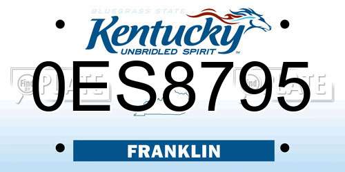 0ES8795 Kentucky License Plate