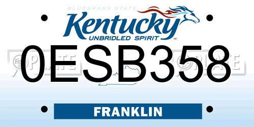 0ESB358 Kentucky License Plate