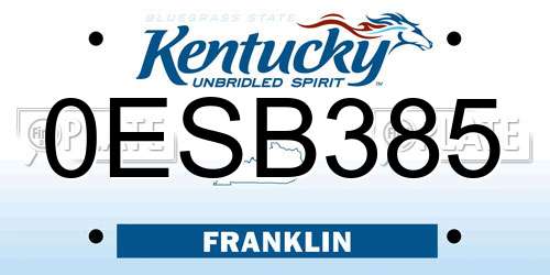 0ESB385 Kentucky License Plate