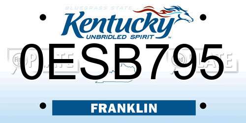 0ESB795 Kentucky License Plate