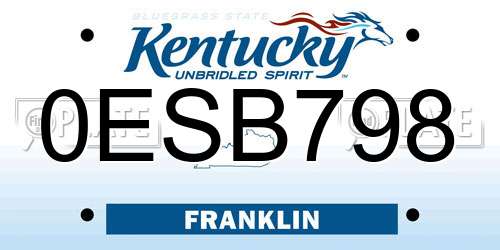 0ESB798 Kentucky License Plate