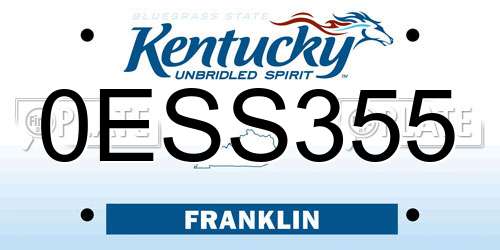 0ESS355 Kentucky License Plate
