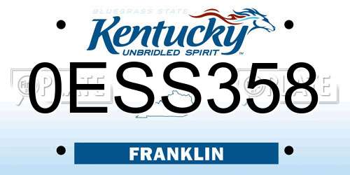 0ESS358 Kentucky License Plate