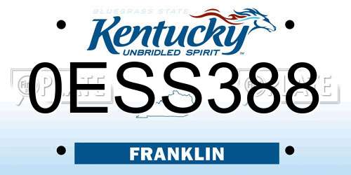 0ESS388 Kentucky License Plate